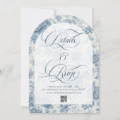 Stoffig blauw  bloemenhuwelijk alles in één kaart (Achterkant)