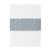 Stoffig blauw bloemenklassiek boho bruiloft buikba uitnodigingen wikkel (Achterkant Voorbeeld)