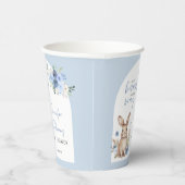 Stoffig blauw bloemenkonijntje baby boy douche pap papieren bekers (Rechts)