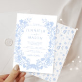 Stoffig blauw bloemenkrans bohemian klassieke brui kaart