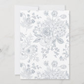  Stoffig Blauw Bloemenlijn Art 50e Verjaardag Kaart (Achterkant)