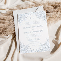 Stoffig Blauw  Bloemenlijn Art Lijst Bruiloft