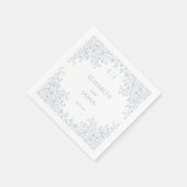 Stoffig Blauw  Bloemenlijn Art Lijst Bruiloft Servet (Hoek)