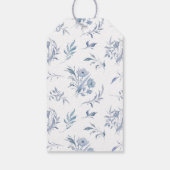 Stoffig blauw bloemenlint bruiloft gunst cadeaulabel (Achterkant)