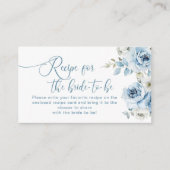 Stoffig blauw bloemenrecept voor de bruid om te zi informatiekaartje (Voorkant)
