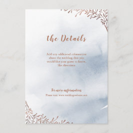Stoffig blauw bloemenrustiek bruiloft invoegen kaa informatiekaartje