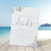 Stoffig blauw bloemenrustiek Bruiloft Signature Dr Reclamebord Met Voetstuk