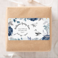 stoffig blauw bloemenrustiek script eend Ei Karton