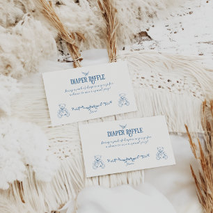 Stoffig Blauw  Bloemenverpleegster Baby shower Lui Informatiekaartje