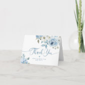 Stoffig blauw bloemig elegant vrijgezellenfeest da bedankkaart (Voorkant)