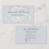 Stoffig blauw bloemig en geometrisch visitekaartje (Voorkant / Achterkant)