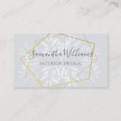 Stoffig blauw bloemig en geometrisch visitekaartje (Voorkant)