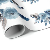 Stoffig blauw bloemig inpakpapier (Rol Hoek)