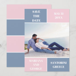 Stoffig blauw blush kleur blok bruiloft Save the D Date