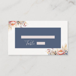 Stoffig Blauw & Blush Roze Bloemen Waterverf bruil Plaatskaartje