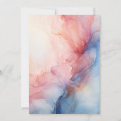 Stoffig Blauw, Blush Roze en Zilveren Inkt Bruilof Kaart (Achterkant)