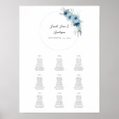 Stoffig Blauw Boho Bloemen Event Zitkaarten 9 V2 Poster (Voorkant)
