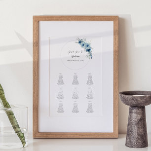Stoffig Blauw Boho Bloemen Event Zitkaarten 9 V2 Poster