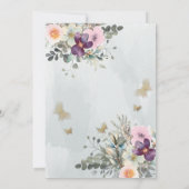 Stoffig blauw boho waterverf bloemengroen kaart (Achterkant)