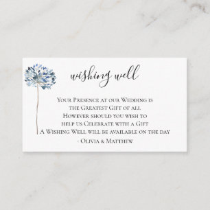 Stoffig Blauw Botanisch Bruiloft Wishing Well Informatiekaartje