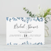 stoffig blauw botanisch vrijgezellenfeest kaart (Staand voorkant)