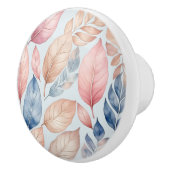 Stoffig Blauw Botanische Boho Herfstbladeren Patro Keramische Knop (Rechts)