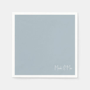 Stoffig Blauw Bruids Paar Namen Cocktail Servetten