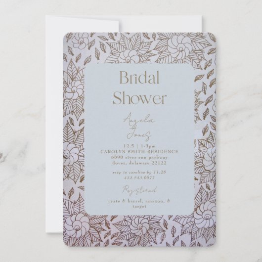 Stoffig Blauw Bruidsdouche Uitnodiging (Voorkant)