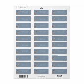 Stoffig Blauw Bruiloft Retouradres Label (Full Sheet)