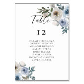 Stoffig Blauw Bruiloft Tafel Zitkaart Kaart (Achterkant)