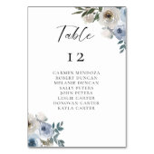 Stoffig Blauw Bruiloft Tafel Zitkaart Kaart (Voorkant)