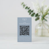 Stoffig blauw Bruiloft Website QR Code Foto RSVP Informatiekaartje (Staand voorkant)