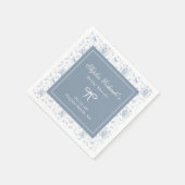 Stoffig Blauw Chinoiserie Baby shower Papier Serve Servet (Hoek)