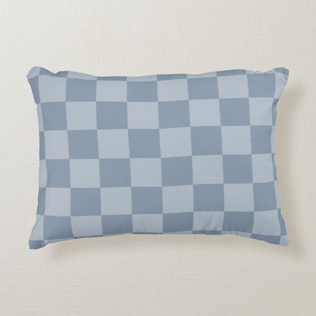 Stoffig blauw dambord accent kussen (Voorkant)