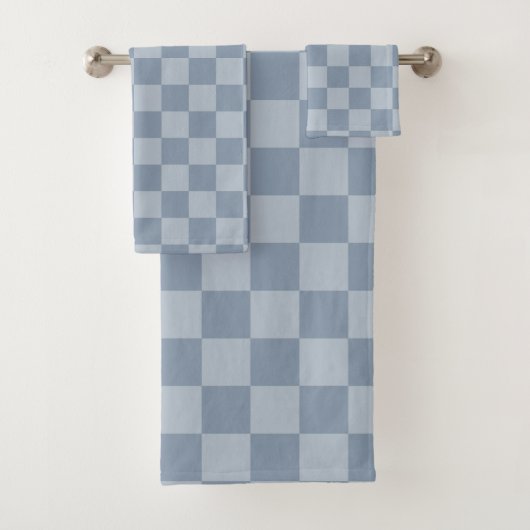 Stoffig blauw dambord bad handdoek (Insitu)