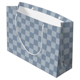 Stoffig blauw dambord groot cadeauzakje