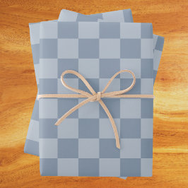 Stoffig blauw dambord inpakpapier vel