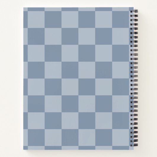 Stoffig blauw dambord notitieboek (Achterkant)