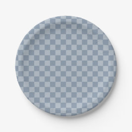Stoffig blauw dambord papieren bordje