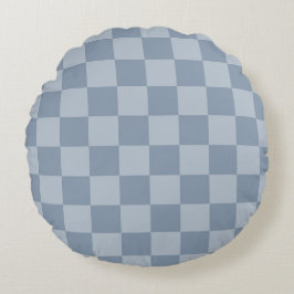 Stoffig blauw dambord rond kussen