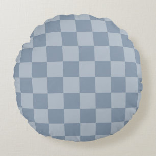 Stoffig blauw dambord rond kussen