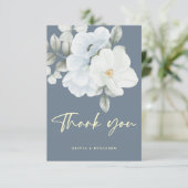 Stoffig Blauw Eenvoudig Elegant Bloemen Minimale B Bedankkaart (Staand voorkant)