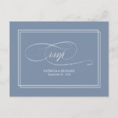 Stoffig Blauw Eenvoudig Elegant Bruiloft RSVP Brie Briefkaart (Voorkant)