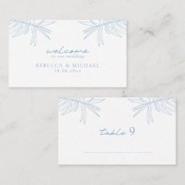 Stoffig Blauw Eenvoudige Hand Getrokken Botanische Plaatskaartje