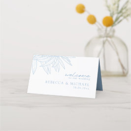 Stoffig Blauw Eenvoudige Hand Getrokken Botanische Plaatskaartje