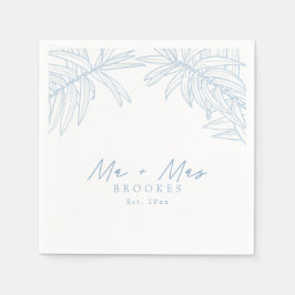 Stoffig Blauw Eenvoudige Hand getrokken Botanische Servet