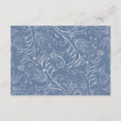 Stoffig Blauw Elegant Bloemen Bruiloft Accommodati Informatiekaartje (Achterkant)