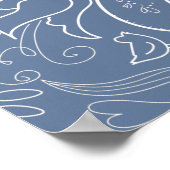 Stoffig Blauw Elegant Bloemen Bruiloft Welkom Poster (Hoek)