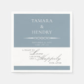 Stoffig Blauw Elegant Bruiloft Toast Gepersonalise Servet (Voorkant)