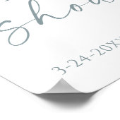 Stoffig blauw elegant floraal vrijgezellenfeest we poster (Hoek)